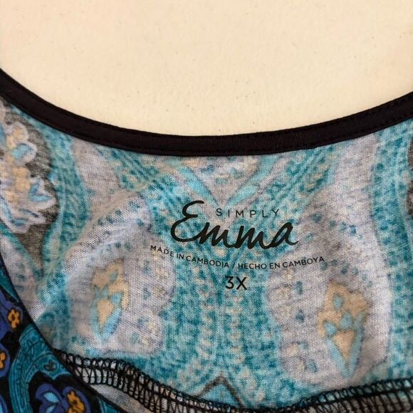 Simply Emma Blouse Women's 3X Round Neck Short Sleeve Printed Casual Top - Picture 7 of 9